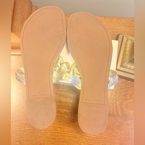 Tory Burch Gold Metallic Leather Miller Women's Sandals Size 9 MSRP $225 - Picture 11 of 12